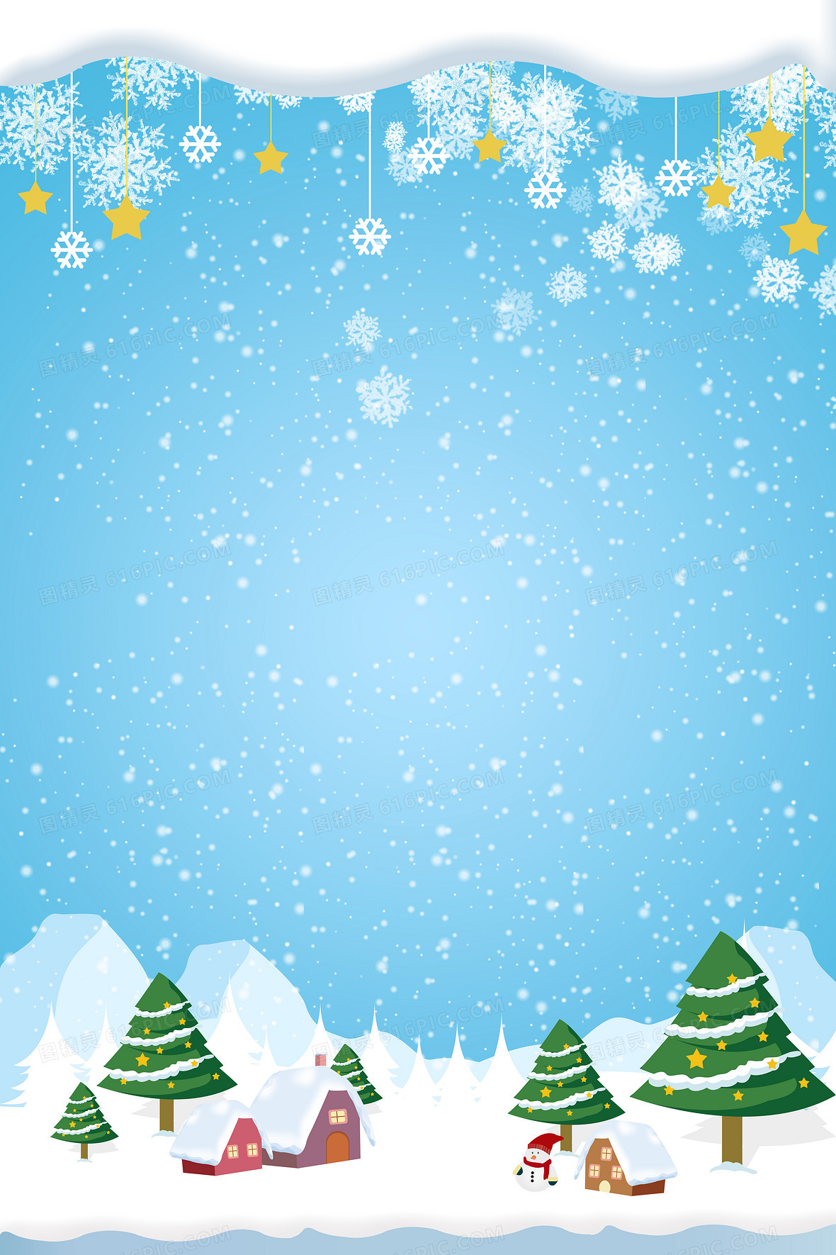 圣诞节简约雪地雪花蓝色小清新背景背景图片下载_3543x5315像素JPG格式_编号vwkf734lv_图精灵