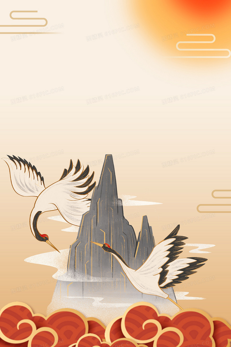 国潮风插画中国风背景