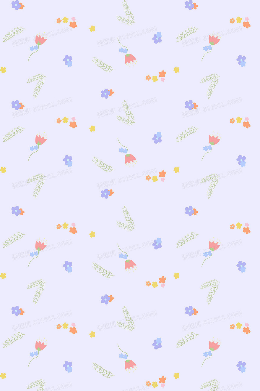 手绘卡通植物花朵平铺背景
