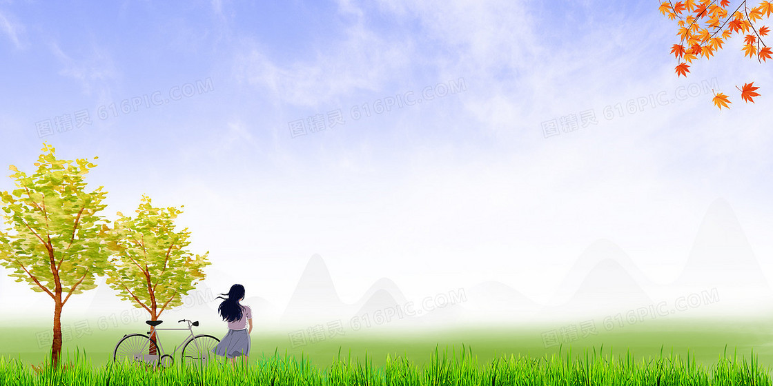 清新文艺女孩背景
