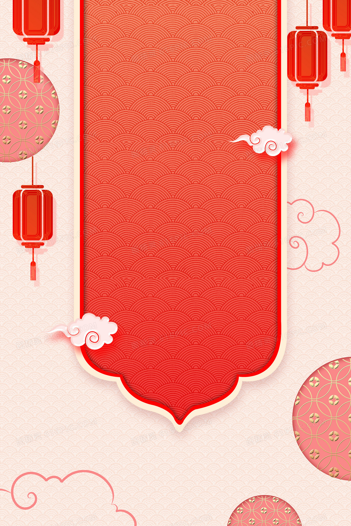 春节新年清新中国风放假通知简约背景