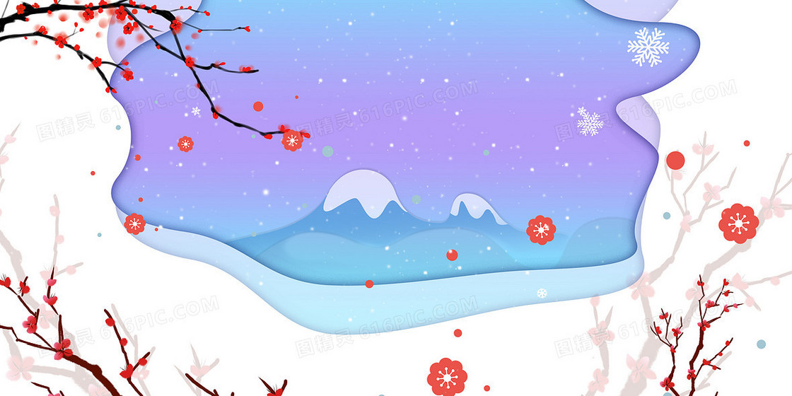 冬季雪景中国风背景