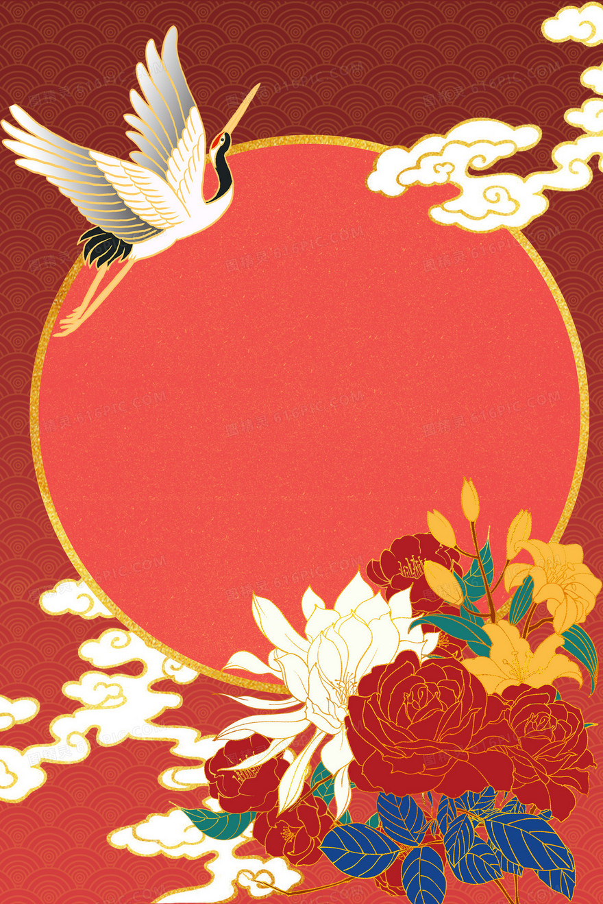 手绘复古中国风装饰插画