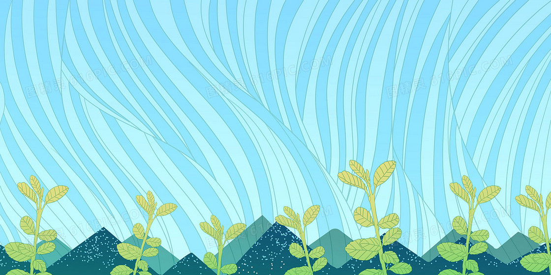 手绘小清新树叶背景