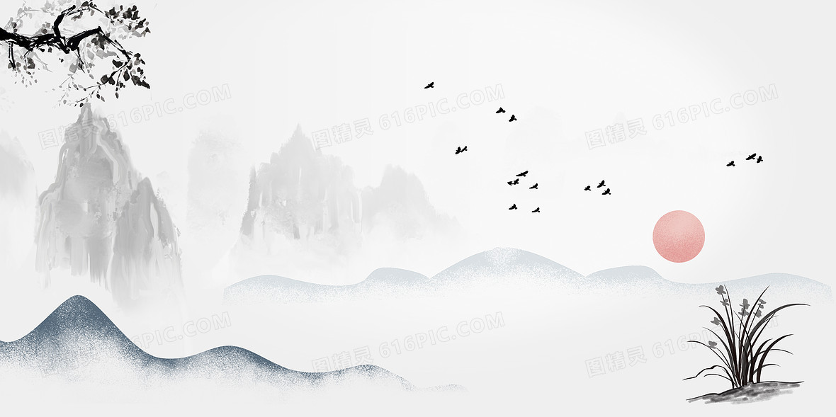 中国古风水墨山水画背景图片下载_免费高清中国古风水墨山水画