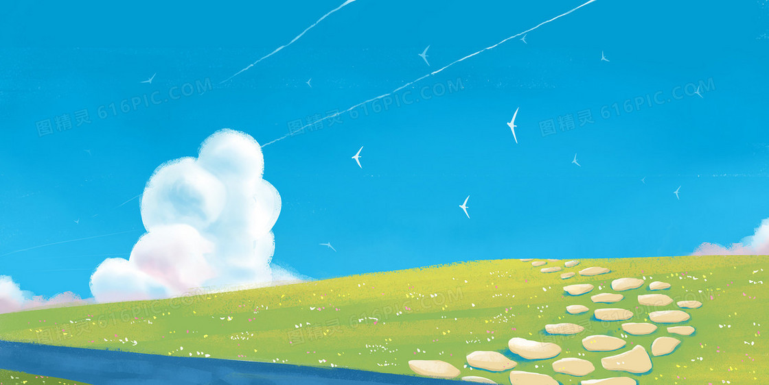 手绘日系清新插画背景