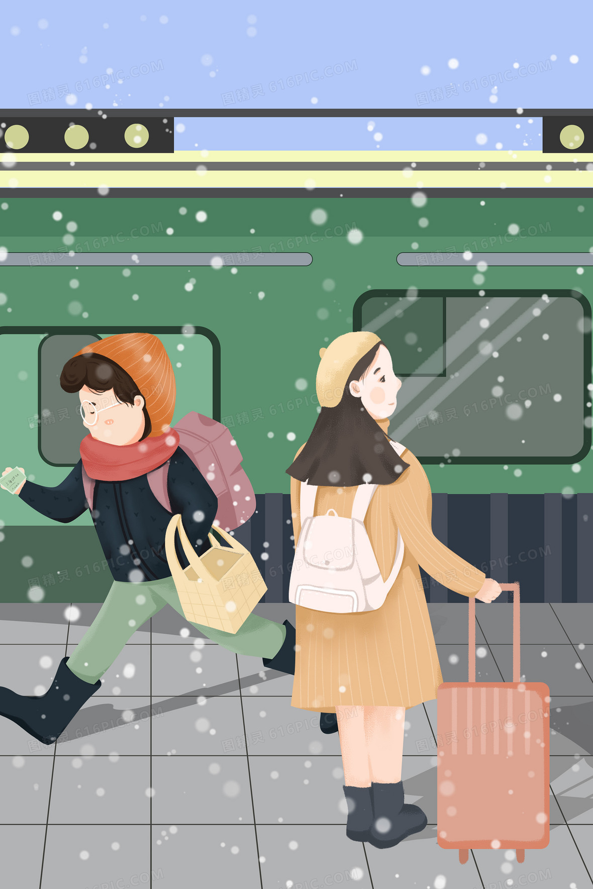 创意春运回家过年背景设计