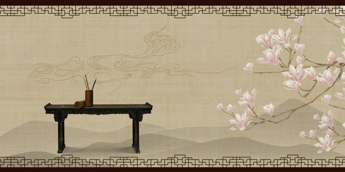 中国风工笔画背景