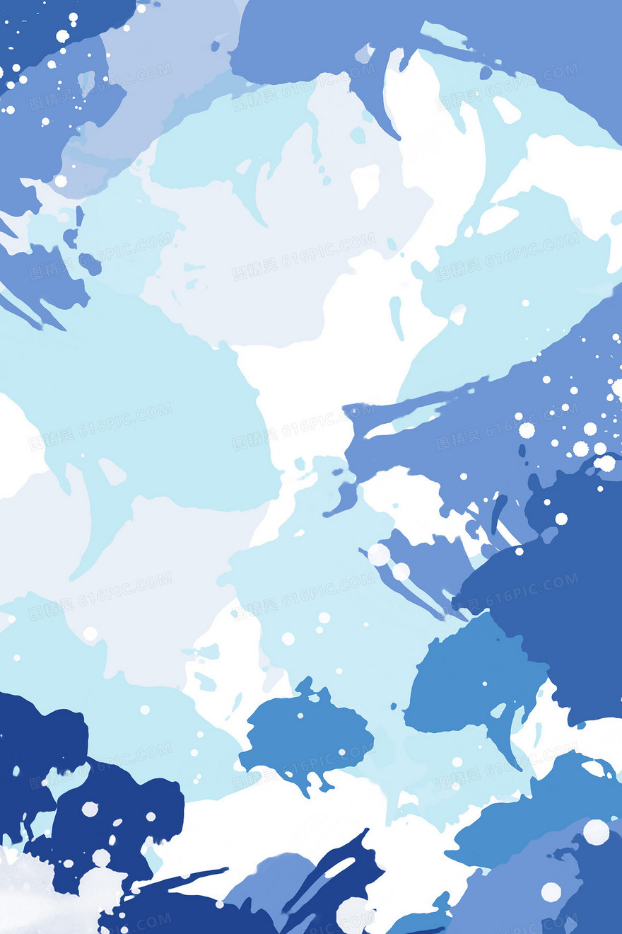 清新蓝色水彩色块背景