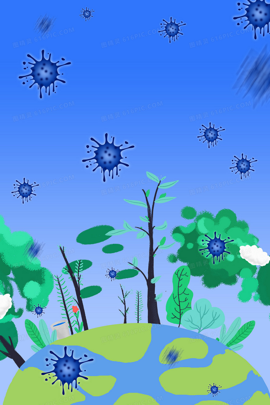 防疫情之地球病菌细菌背景