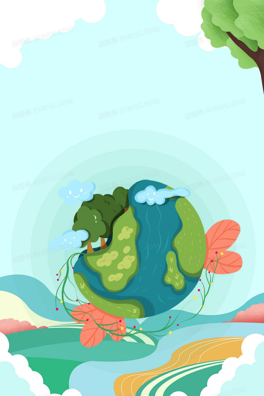卡通世界地球日环保保护环境背景