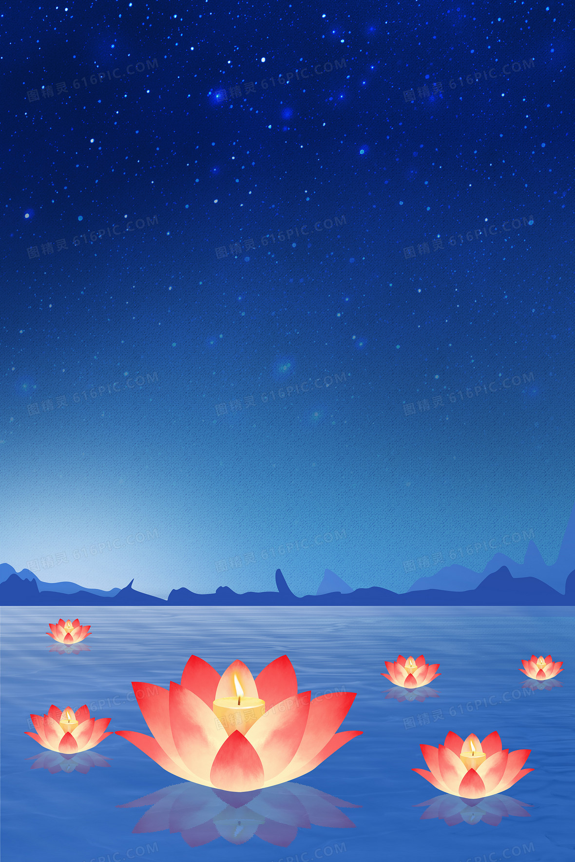 荷花灯祈福背景