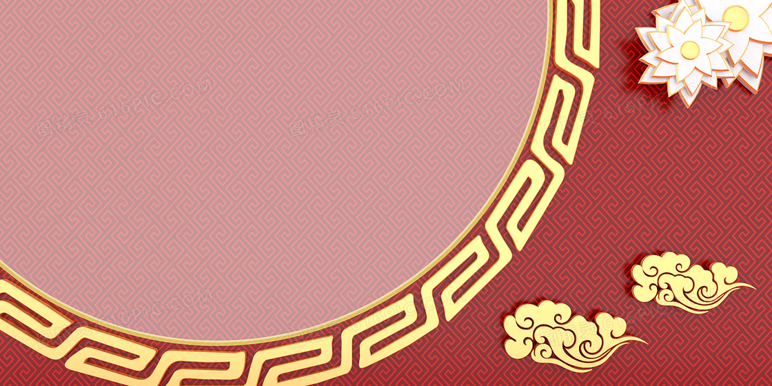  红色简约C4D立体创意喜庆背景