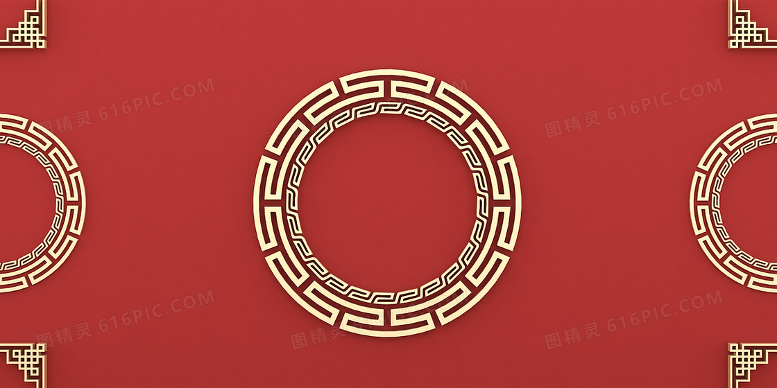 红色简约C4D立体喜庆创意背景