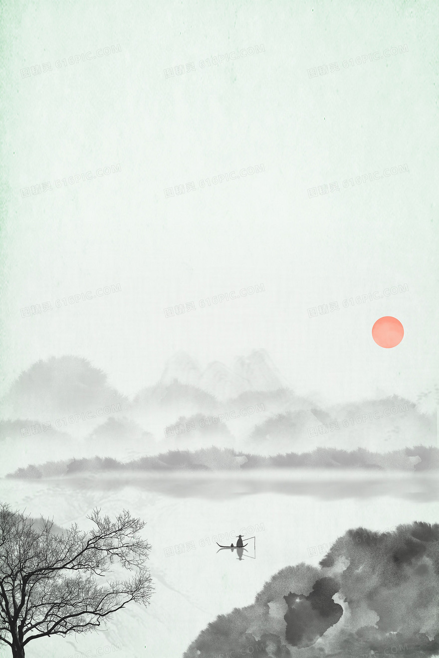 清平乐复古中国风简约古朴山水背景