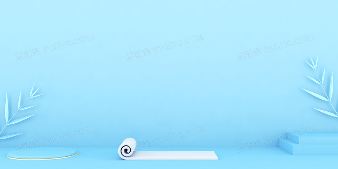 蓝色清新C4D立体促销电商背景