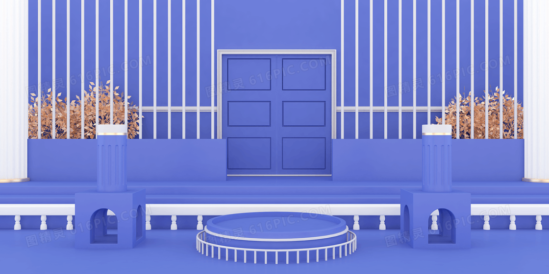 蓝色简约C4D立体促销电商背景