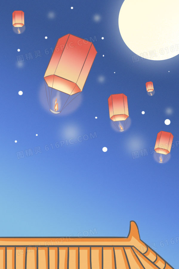 中元节手绘灯笼背景