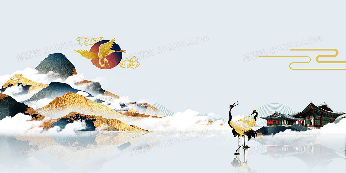 创意新中式房地产宣传背景