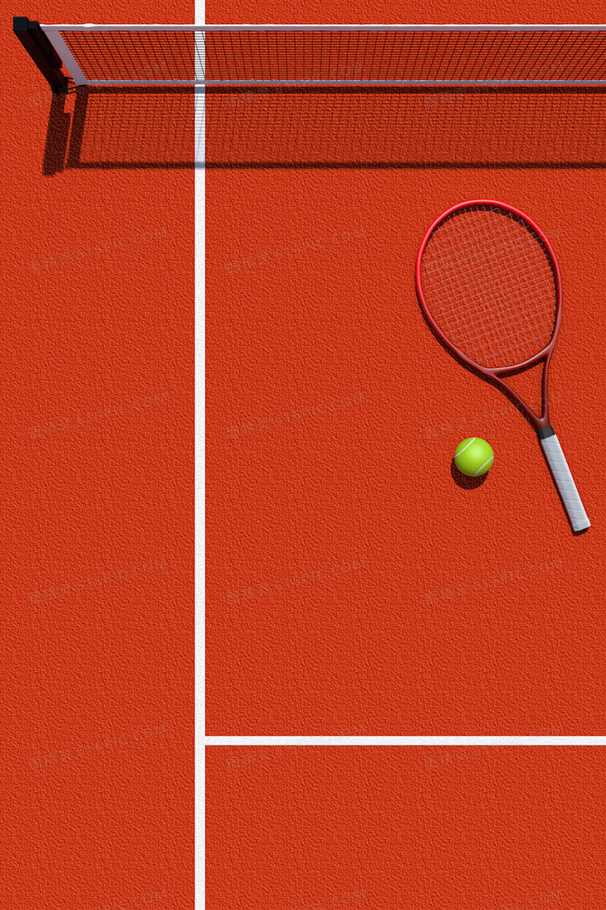 棕色简约C4D立体网球运动背景