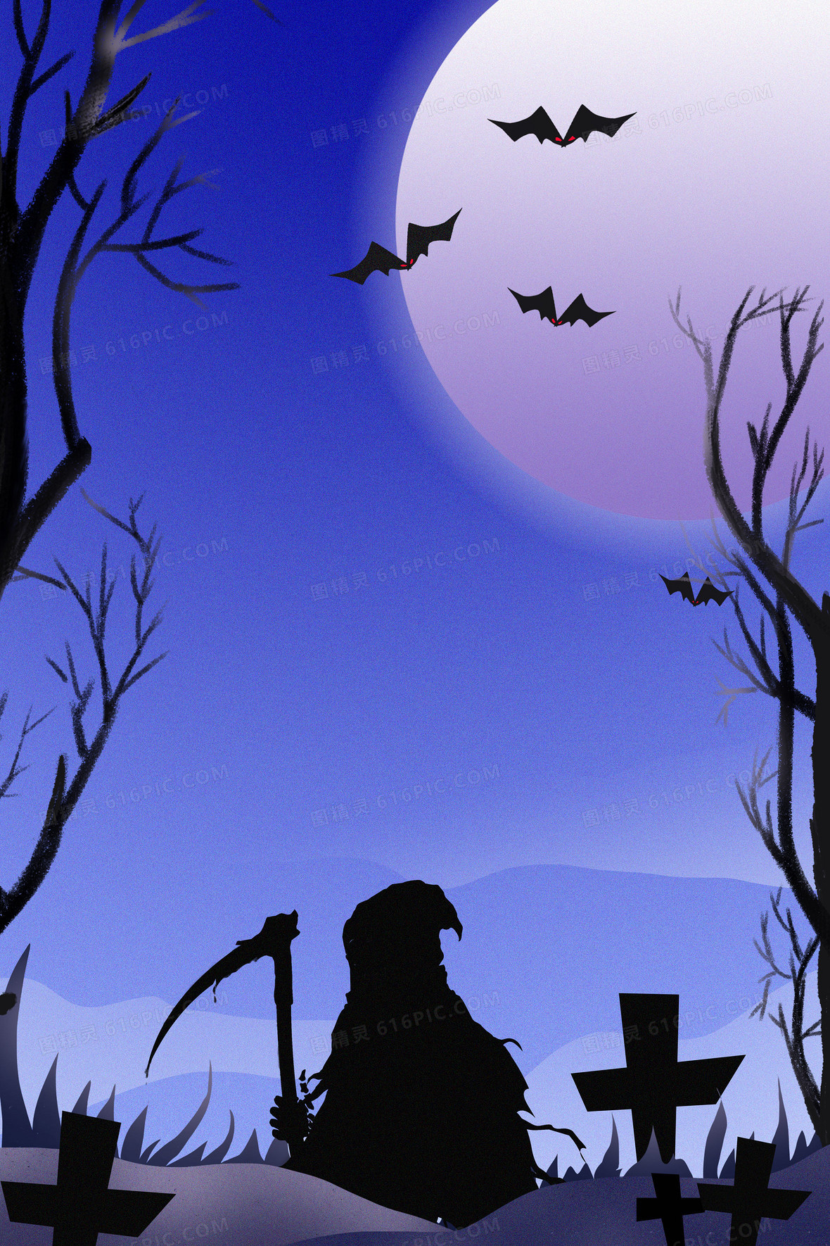 质感万圣节蝙蝠死神背景背景图片下载_2362x3543像素JPG格式_编号z6yfqn5gv_图精灵