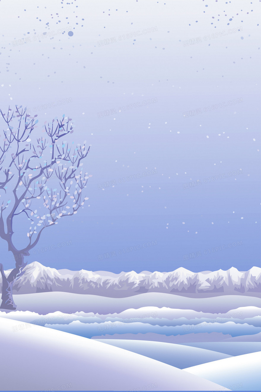 创意手绘冬季野外下雪背景