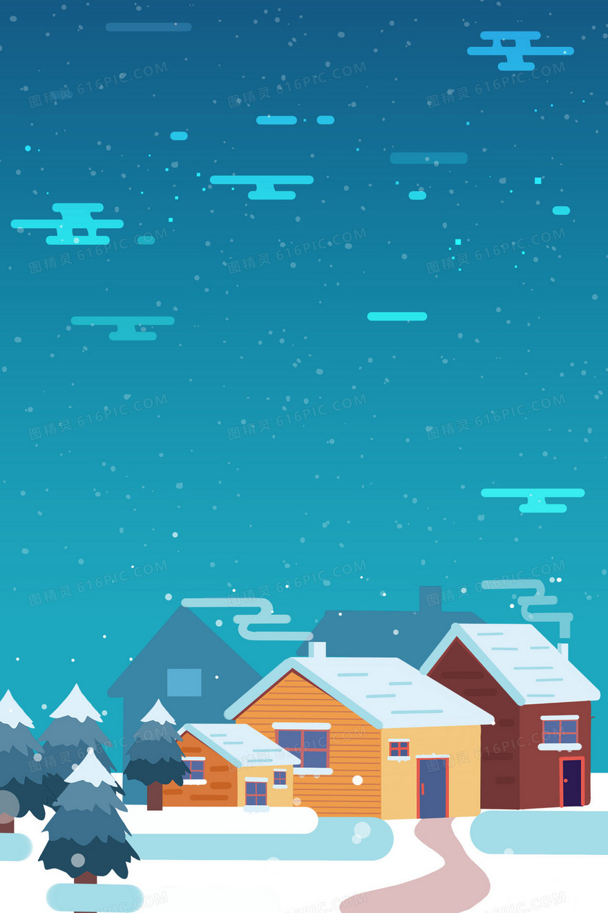 创意插画渐变冬天下雪背景