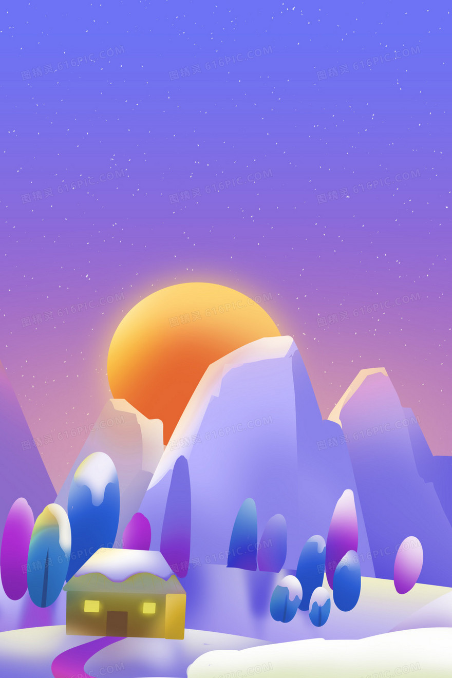 创意冬季下雪雪景背景