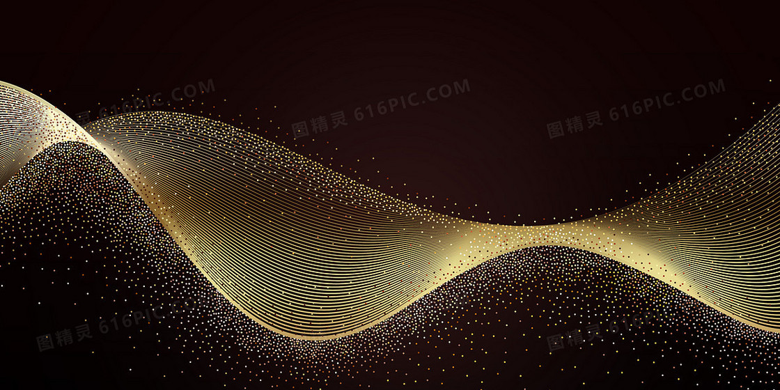 波浪线条金色粒子背景图