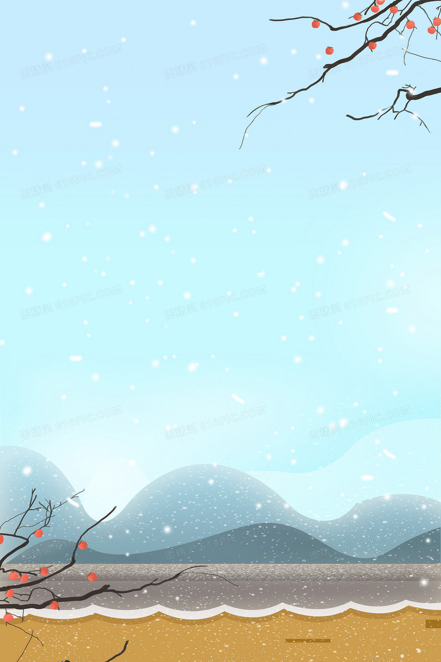 简约手绘冬季下雪背景