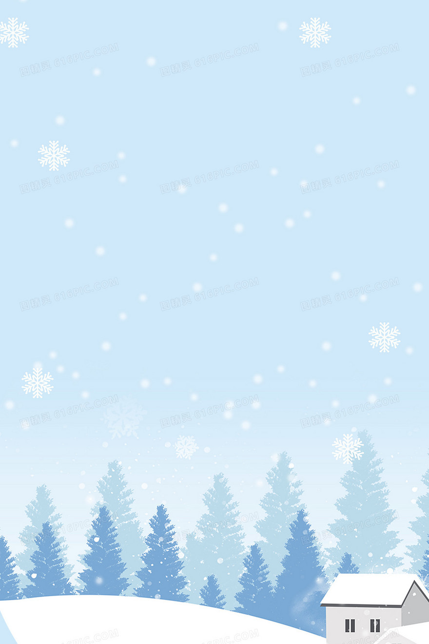 蓝色冬季下雪雪景背景