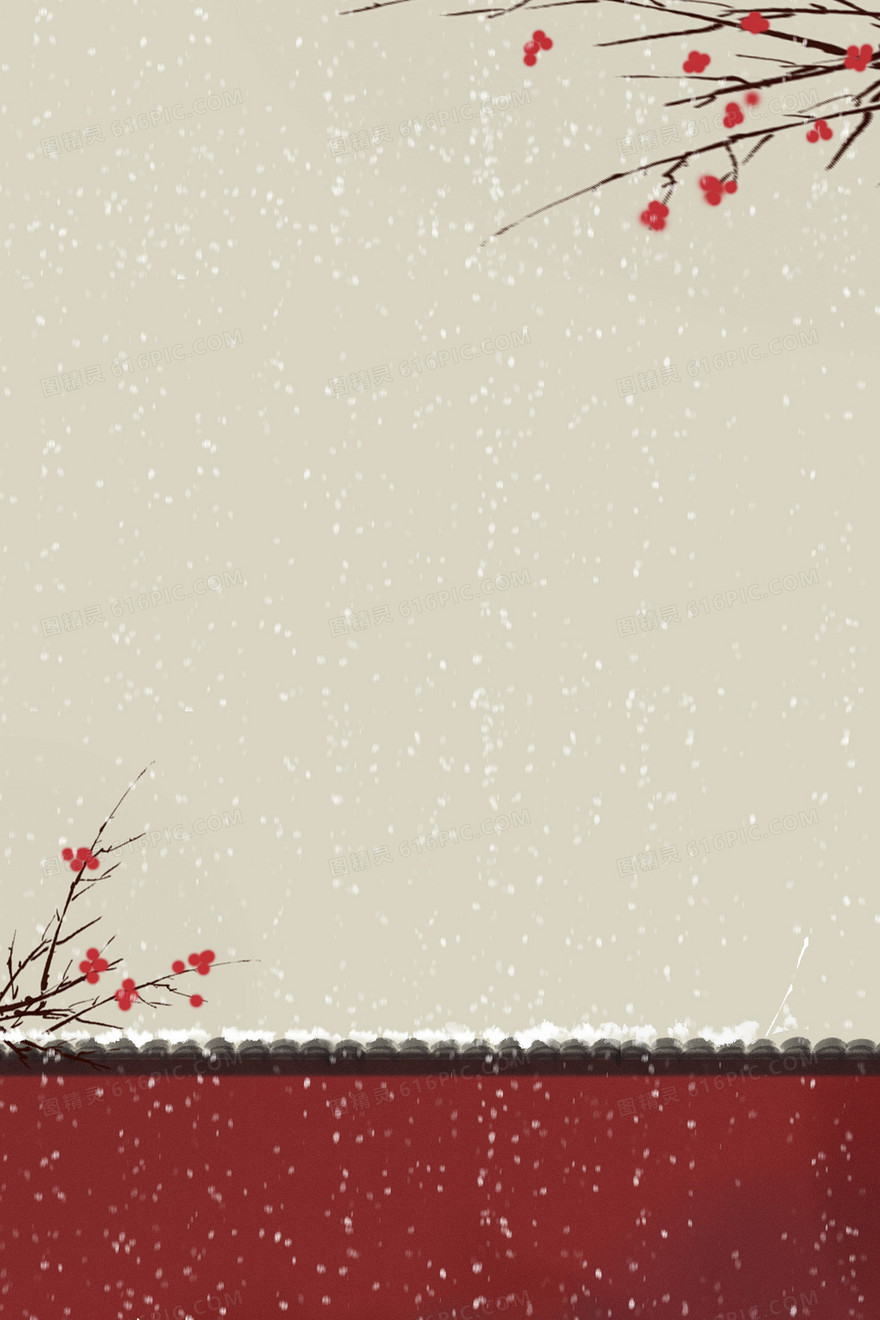 复古国风城墙冬季雪景背景