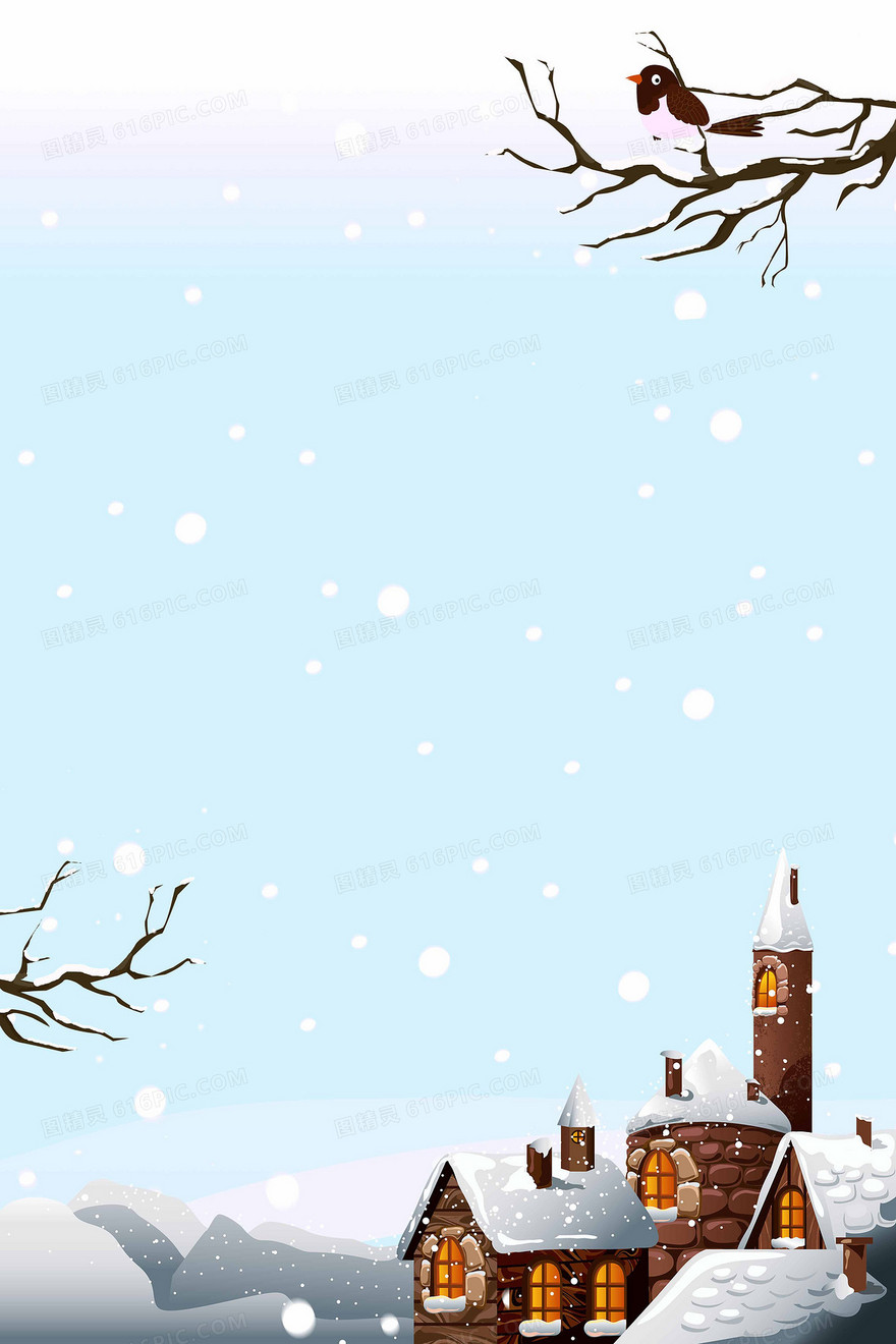 简约卡通冬季下雪背景