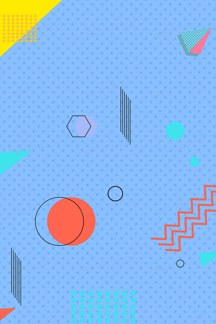 创意简约大气清新蓝色手绘几何孟菲斯背景