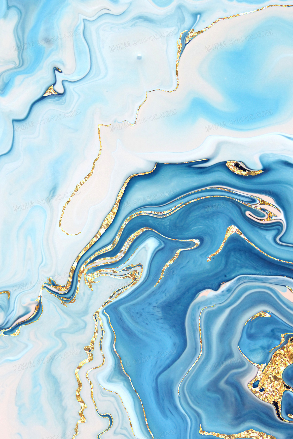 蓝色鎏金质感背景