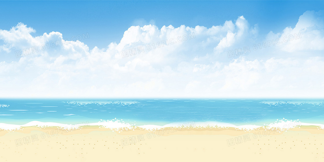 大气唯美天空海滩沙滩背景