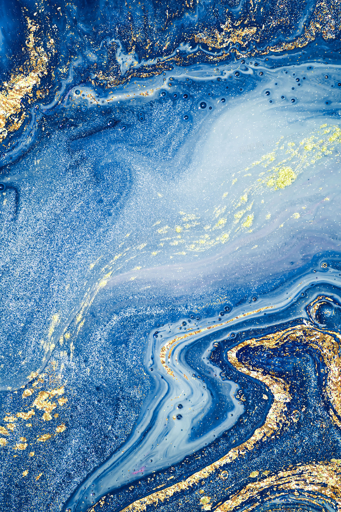 大气蓝色鎏金纹理背景