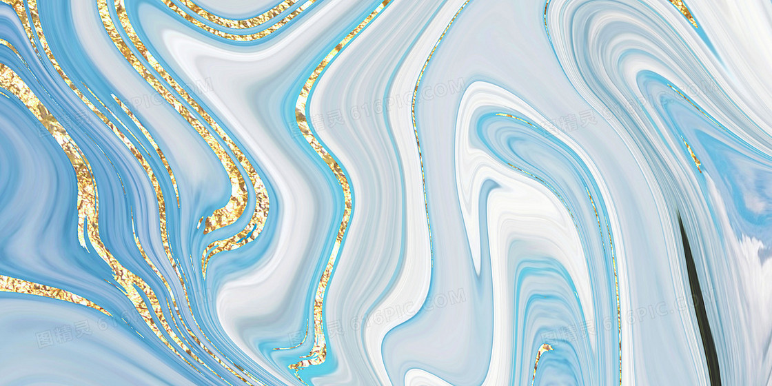 浅蓝色流体流沙鎏金质感轻奢背景