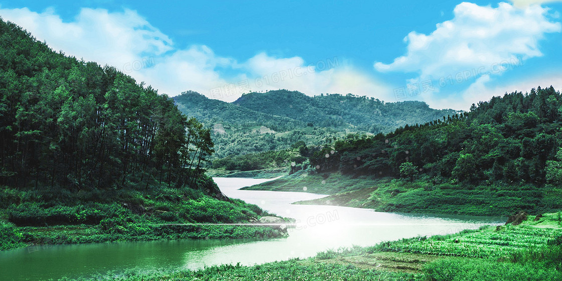 简约质感青山绿水背景