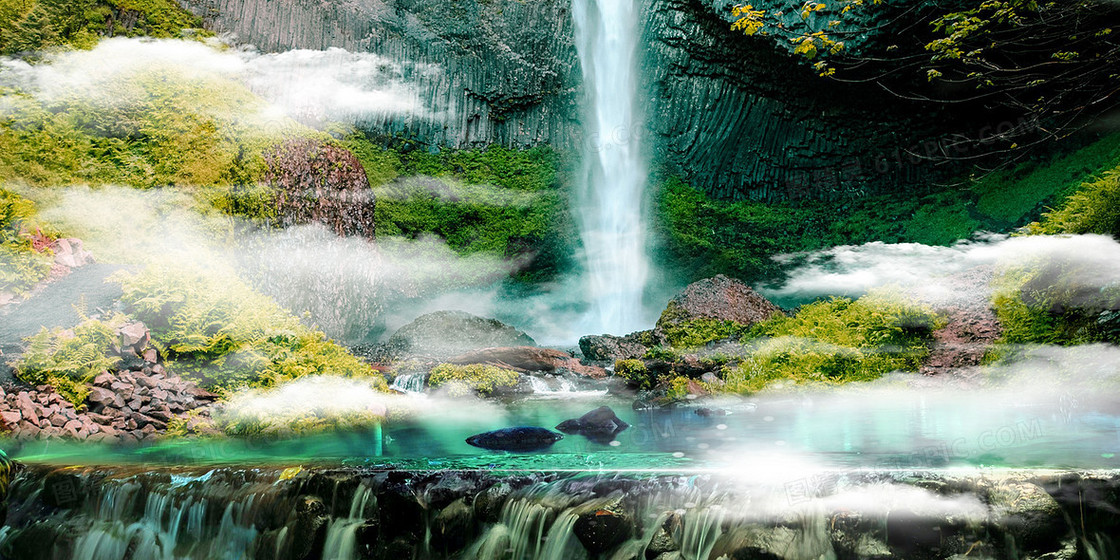 梦幻青山绿水大自然背景