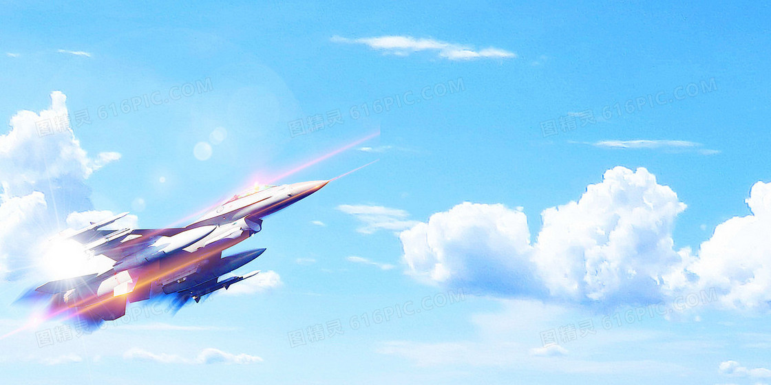 国防战斗机蓝天白云摄影图合成背景