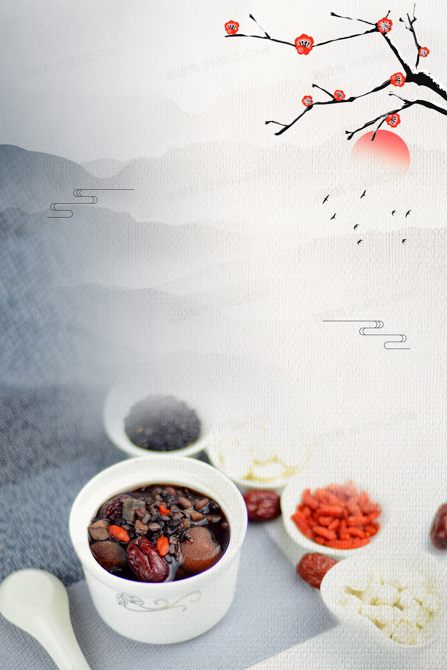 传统美食腊八粥中国风腊八节摄影图合成背景