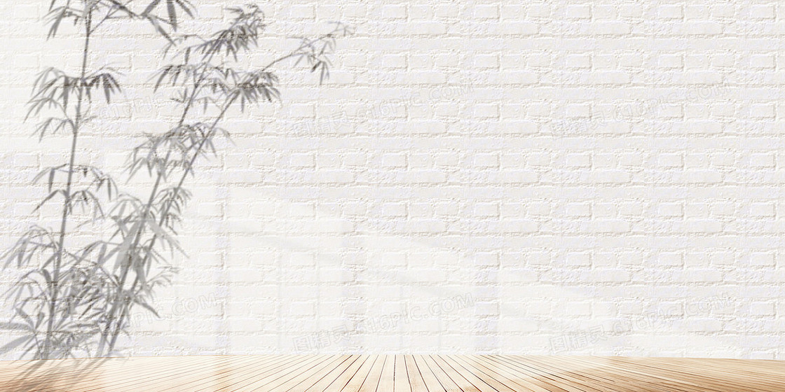 自然光影竹子投影家居砖墙背景