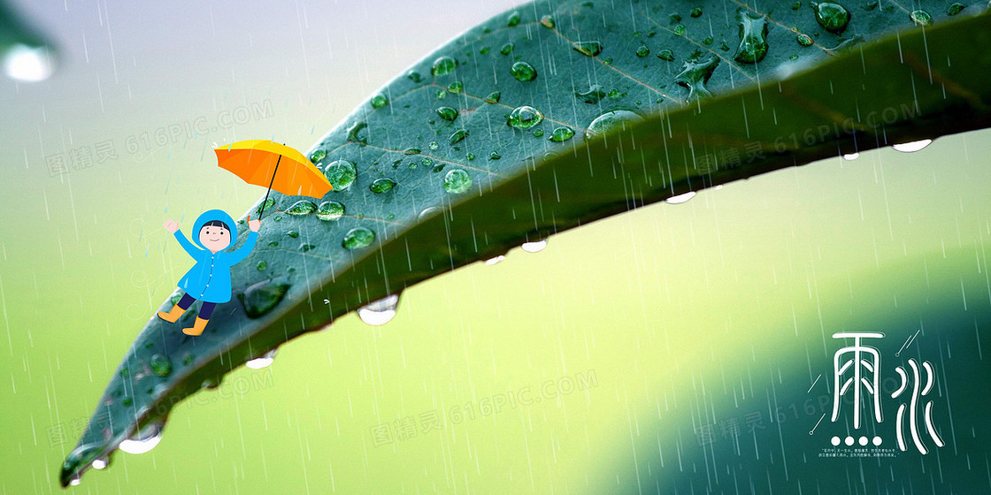 创意趣味春天节气雨水摄影图合成背景