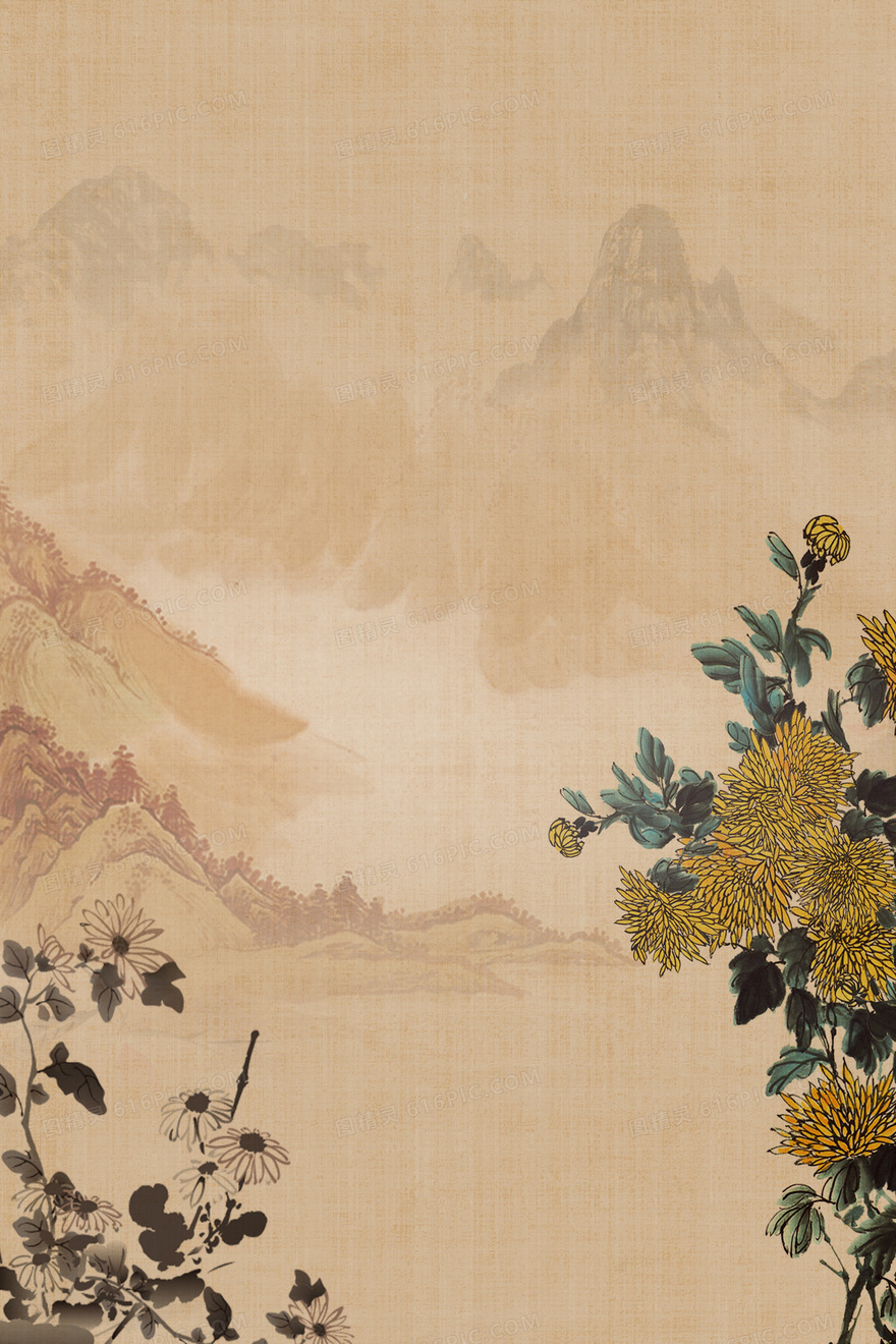 复古中国风梅兰竹菊系列之菊花背景