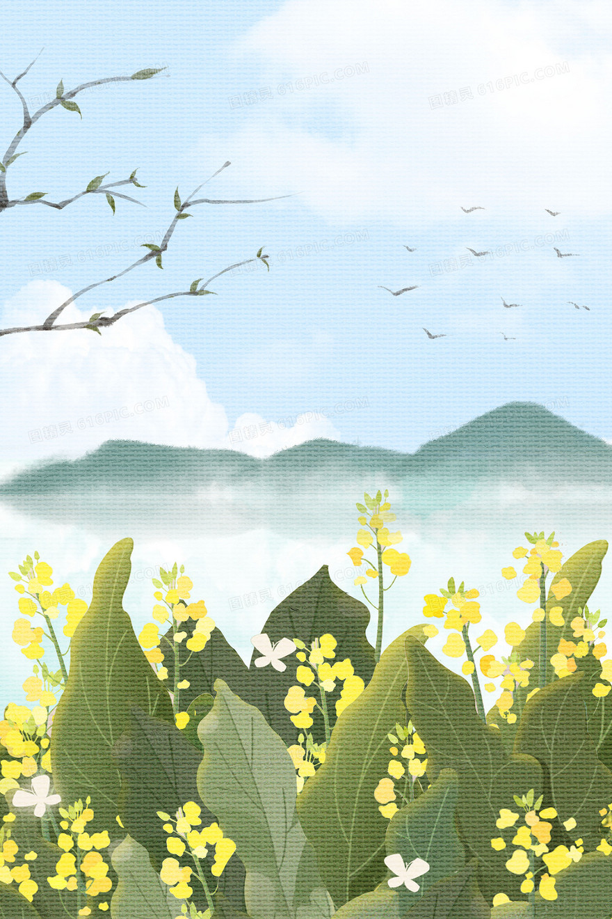 手绘简约春天背景