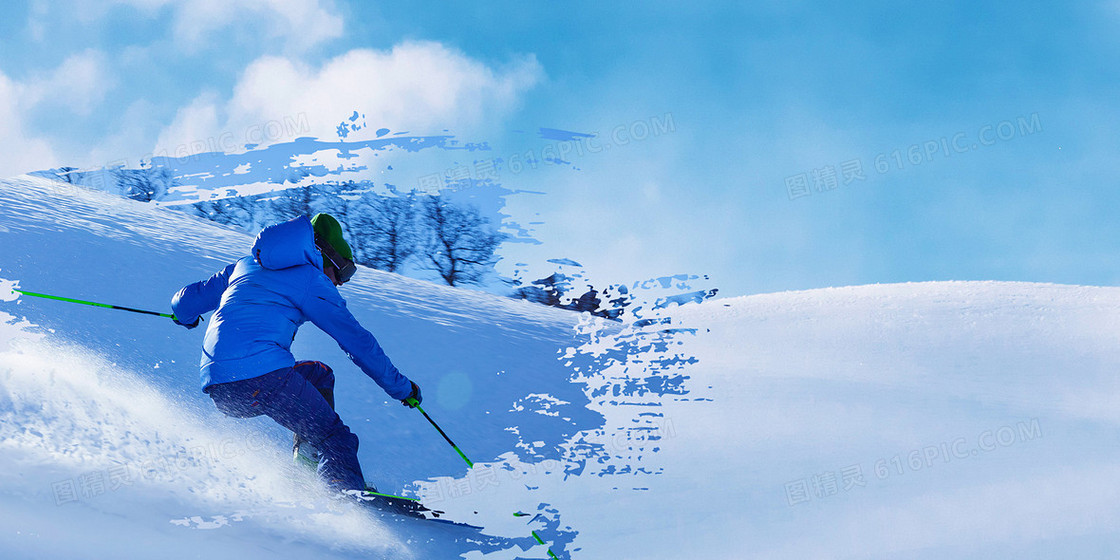 冬季滑雪运动体育竞技摄影背景
