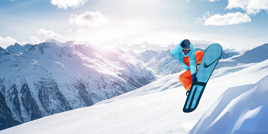 滑雪创意体育竞技活动摄影背景