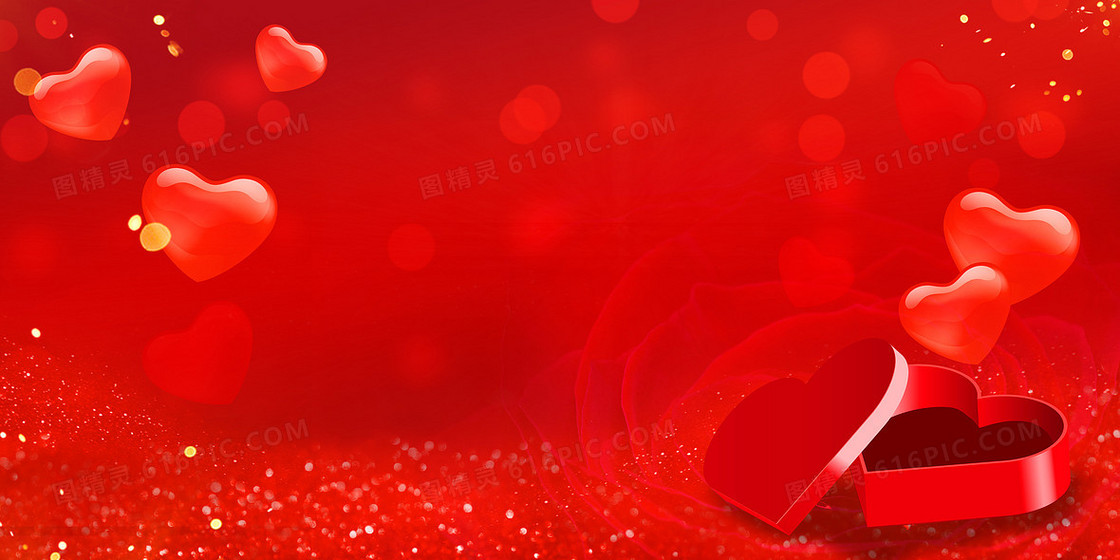 浪漫情人节520情人节红色玫瑰爱心礼盒背景