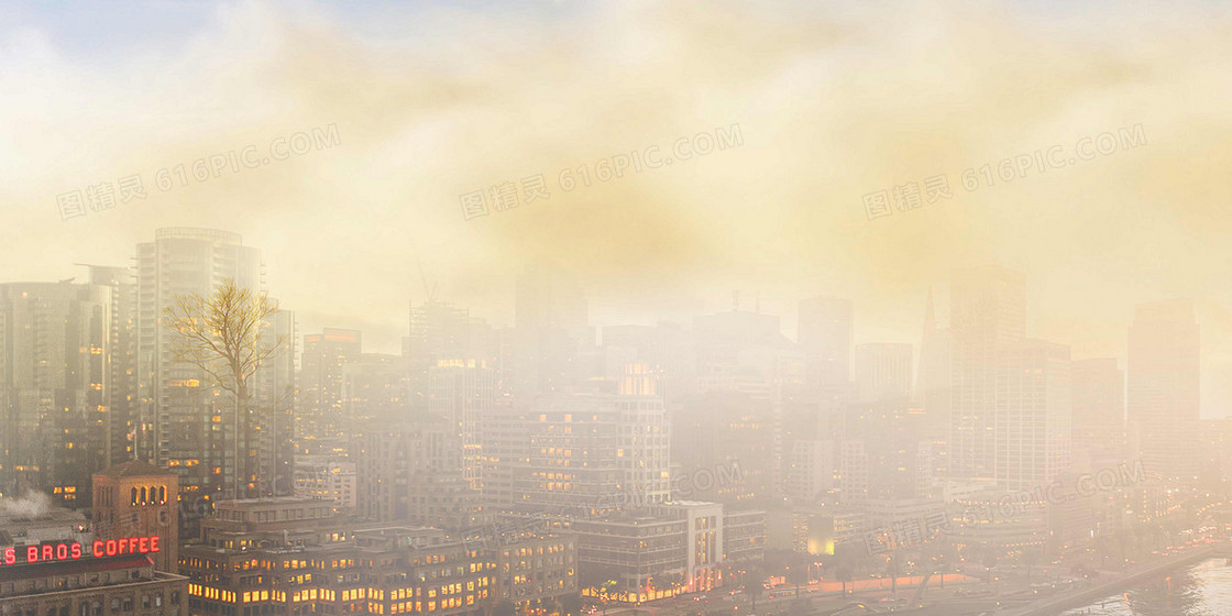 沙尘暴创意摄影合成城市背景